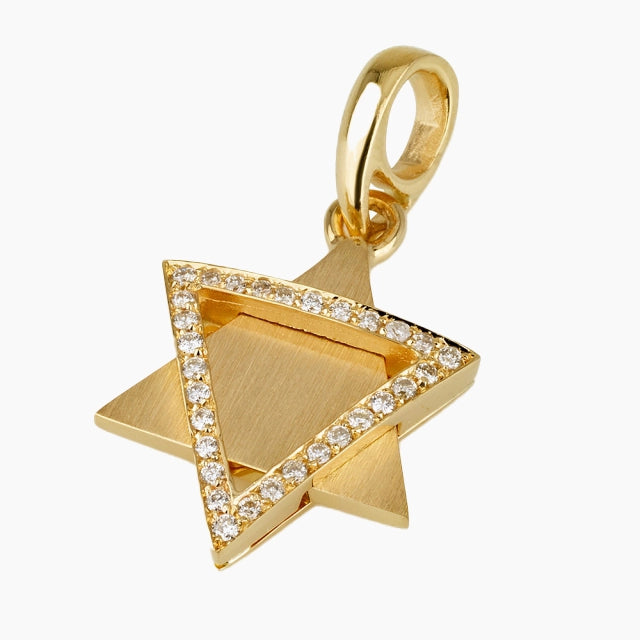 Colgante de lujo de estrella de David en oro de 18 quilates con diamantes