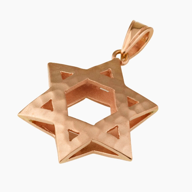 14K Red Gold Star of David Inflated Pendant