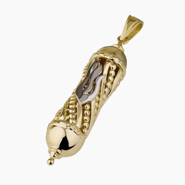 Colgante de mezuzá radiante de oro de 14 quilates