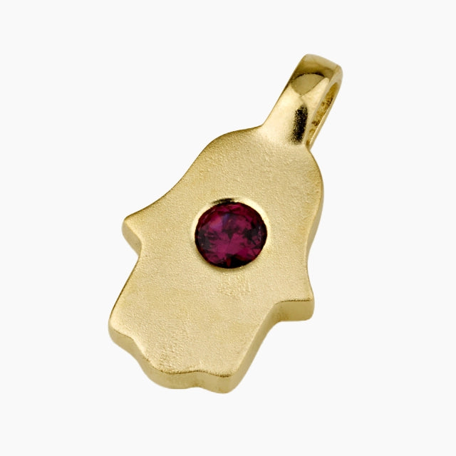 Heritage 14K Gold Hamsa Pendant with Ruby
