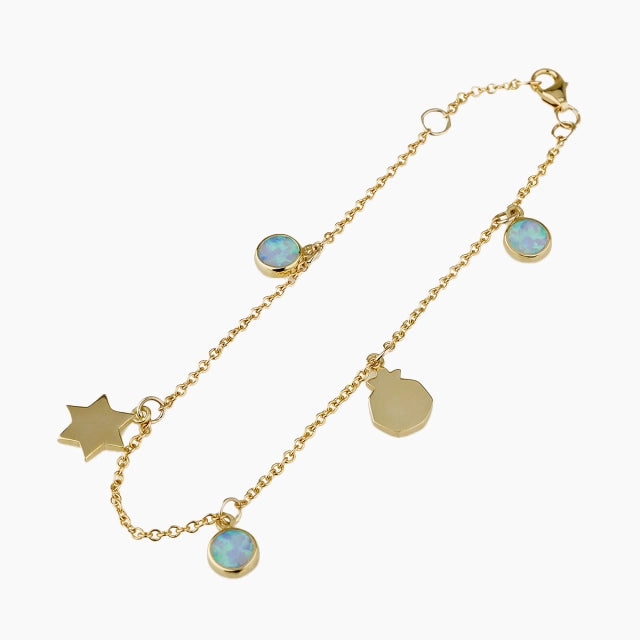 Pulsera judía eterna de oro de 14k
