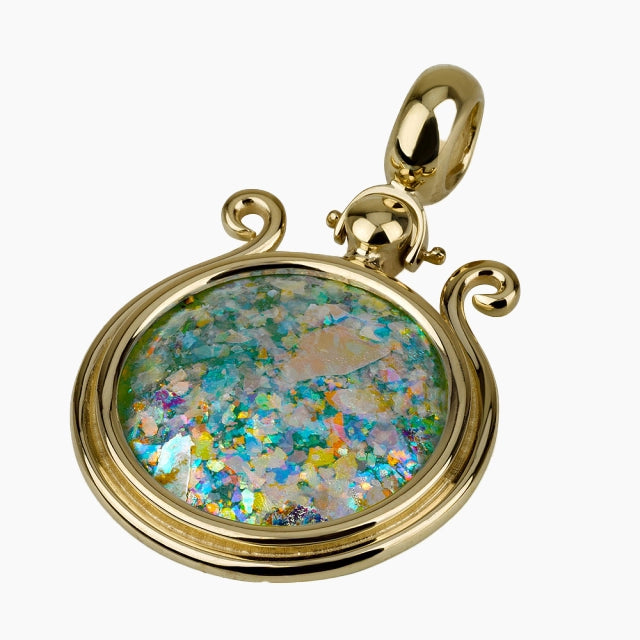 Pendentif en verre romain en or 14 carats