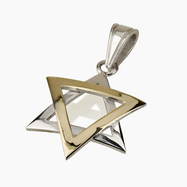 14K white and yellow Gold Star of David Pendant