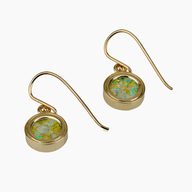 Pendientes de cristal romano de oro de 14k bendecidos