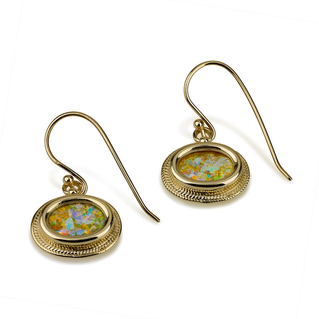 Timeless 14k gold Roman Glass earrings