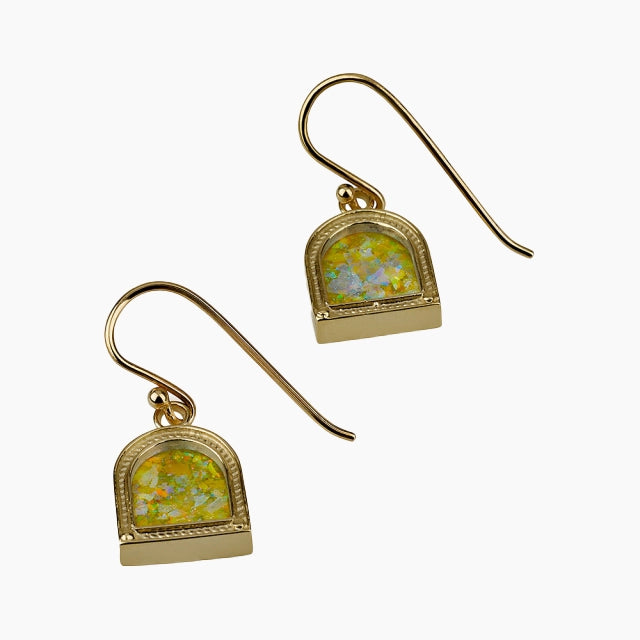 Pendientes brillantes de cristal romano en oro de 14 quilates