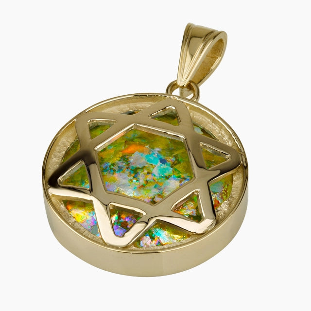 Serene 14K Gold Roman Glass pendant