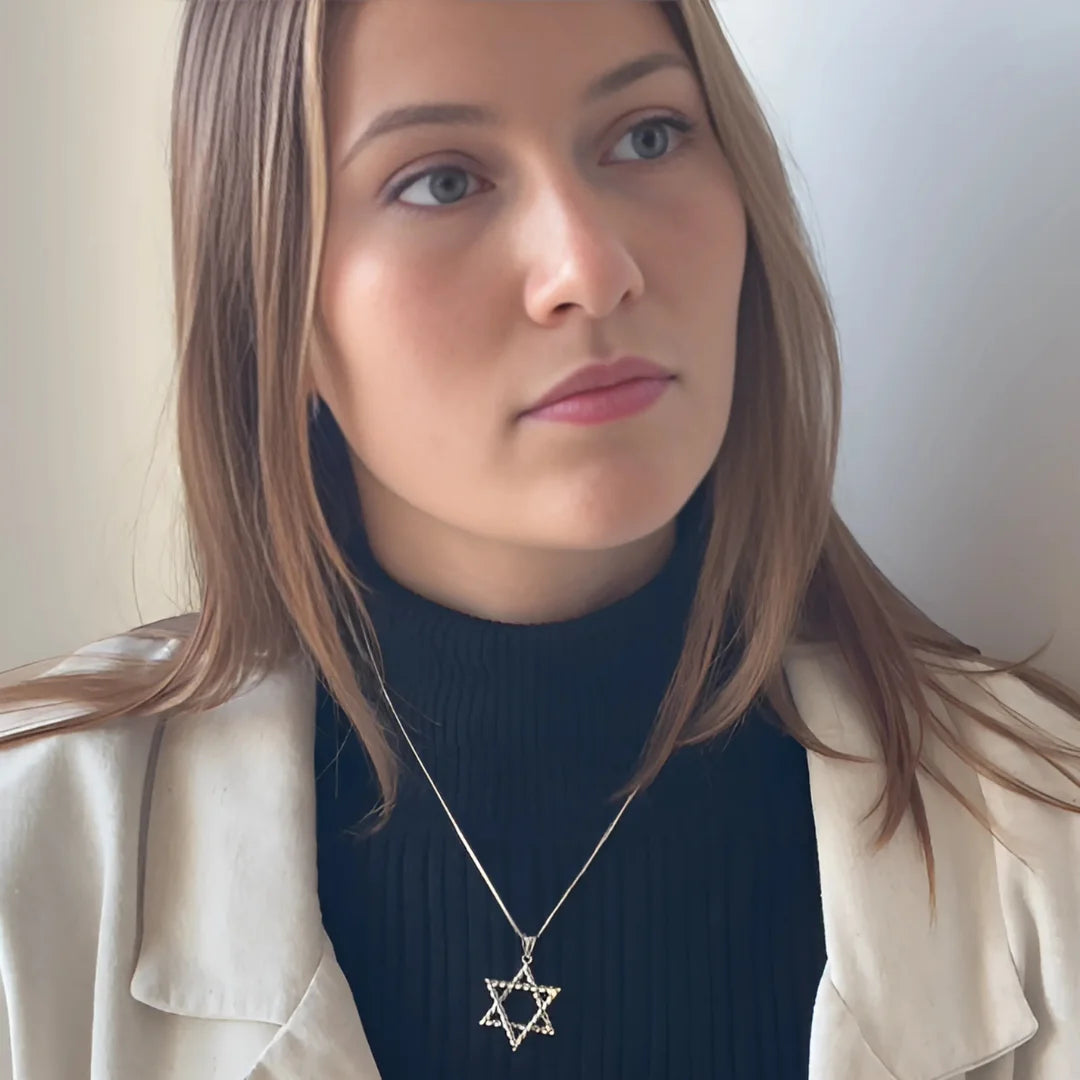 14K Gold Star of David Twisted Pendant