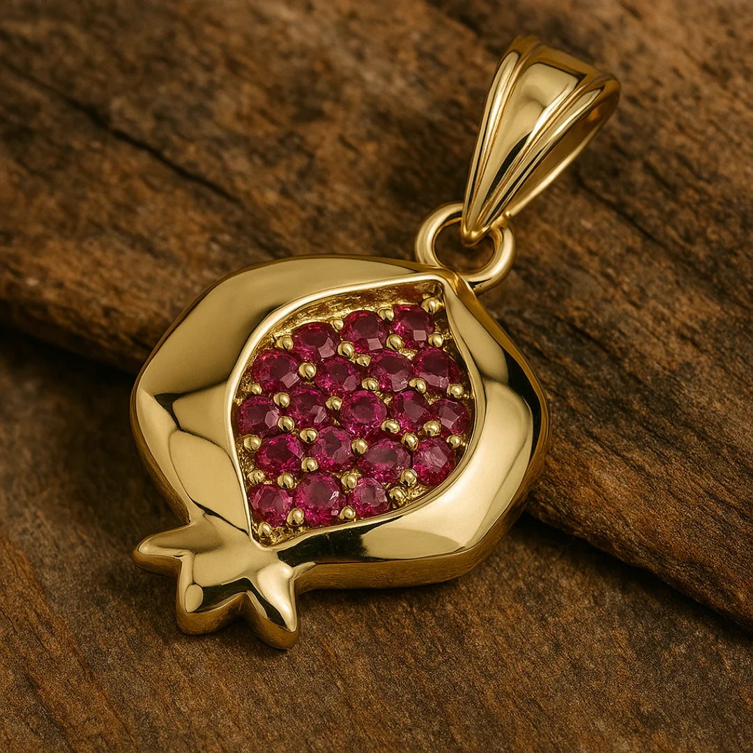 Devotion 14K Gold Pomegranate Pendant with Rubies