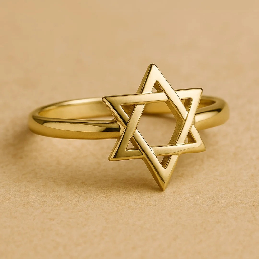Handcrafted 14k Solid Gold Star of David Ring