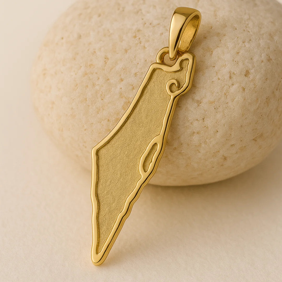 Handmade 14K Solid Gold Classic Israel Map Pendant