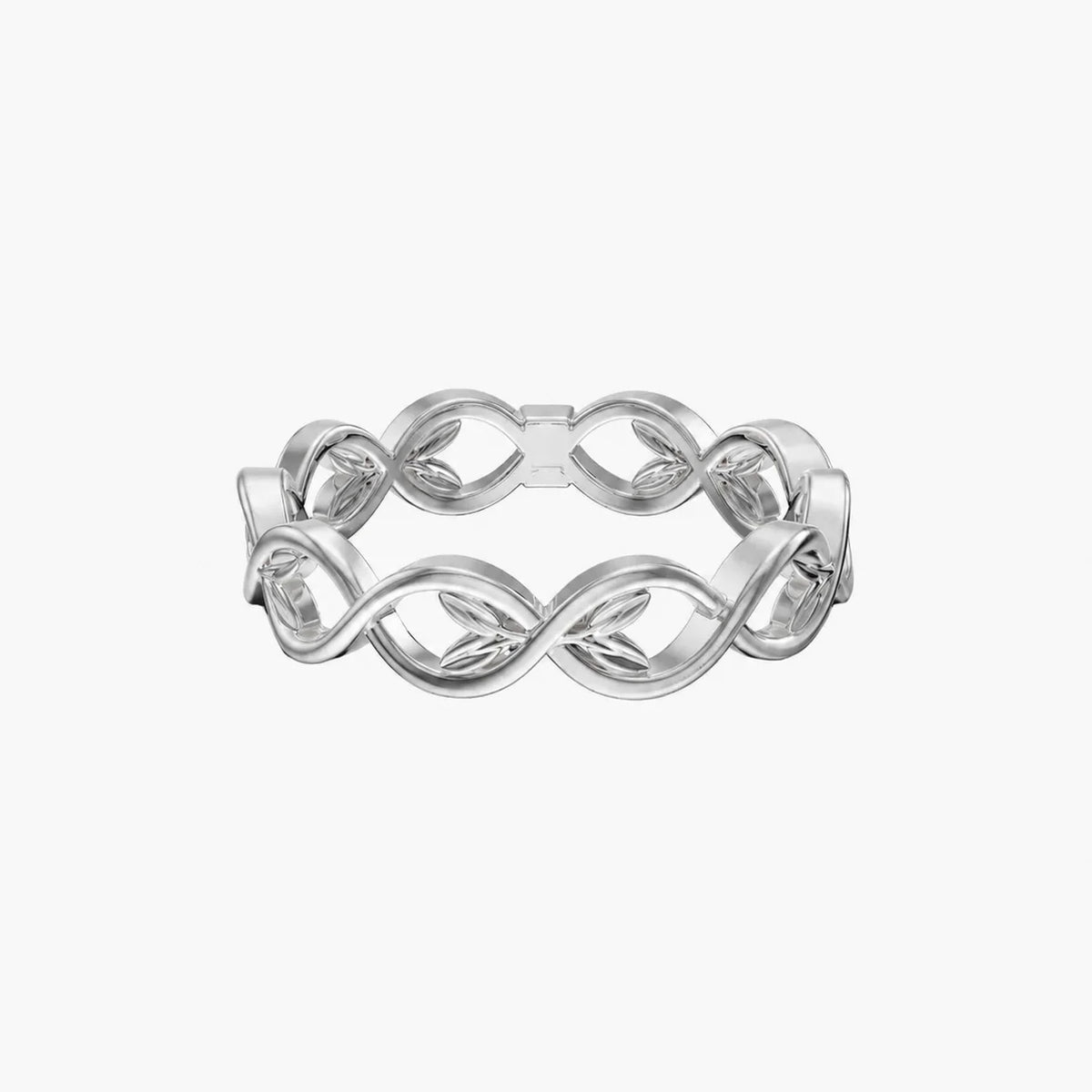 14K oro blanco - Anillo Olive Branch Timeless en oro macizo de 14K, hecho a mano en Israel