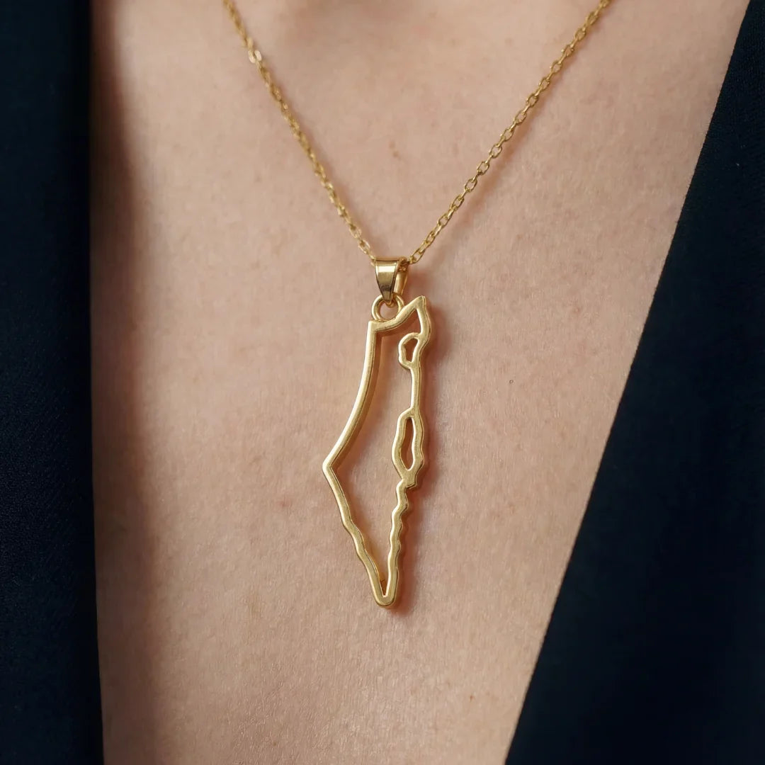 14k gold - Israel Map Timeless Necklace in solid 14K gold, handcrafted in Israel