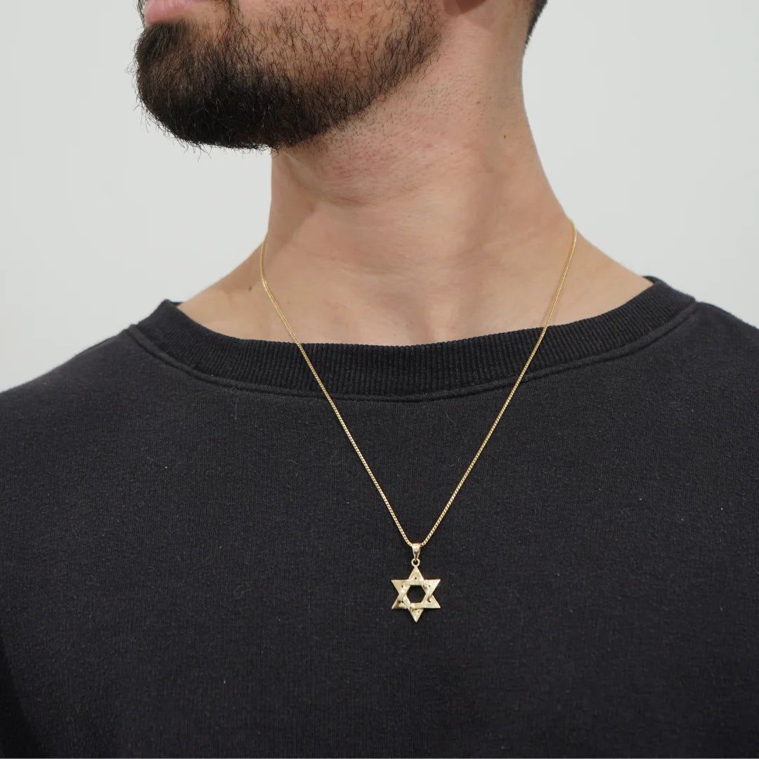14K Solid Gold Intertwined Star of David Pendant