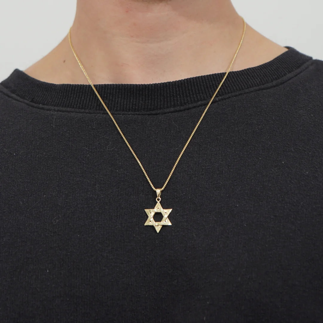 14K Solid Gold Intertwined Star of David Pendant