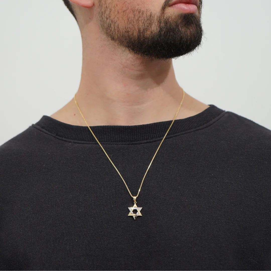 14K White & Yellow Gold Star of David Bulbous Pendant