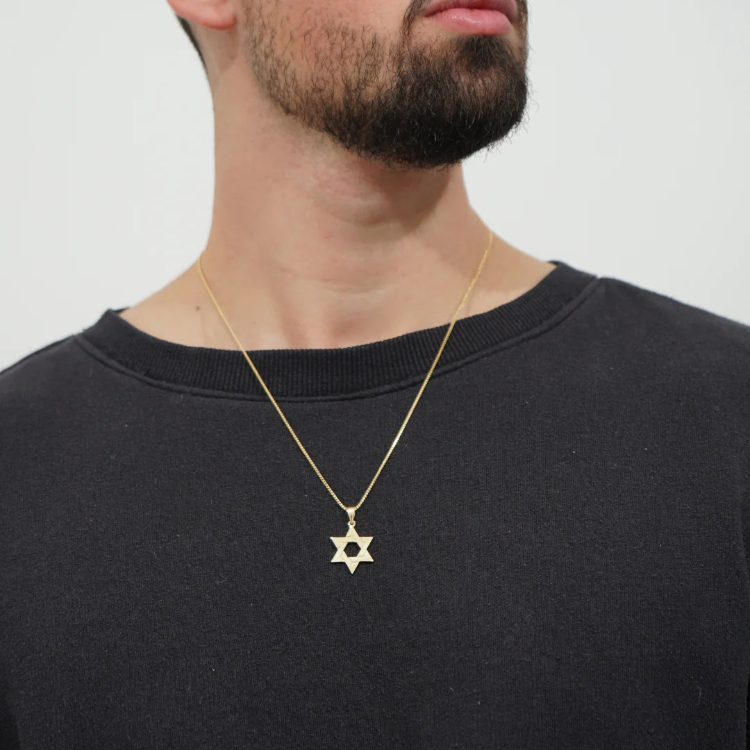 14K Solid Gold Classic Star of David Intertwined Pendant