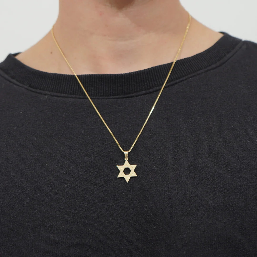 Solid 14K Yellow Gold Intertwined Star of David Pendant