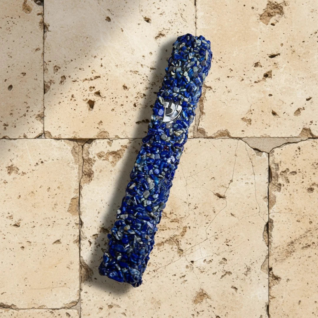 Blue Lapis Lazuli Mezuzah - Jerusalem Sky Collection