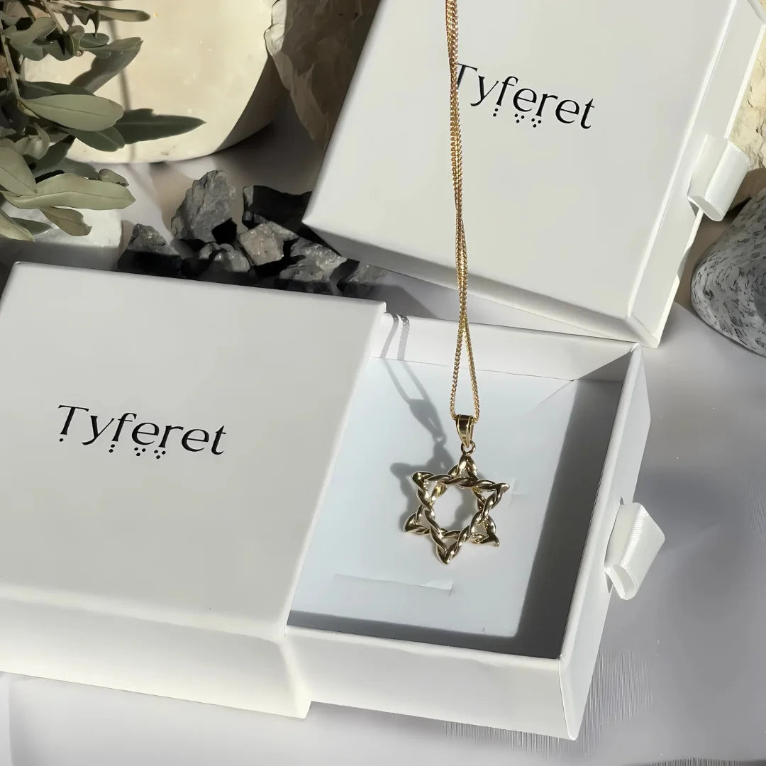 Magnifique pendentif étoile de David en or 14 carats
