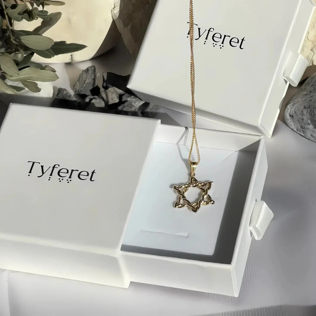 Magnifique pendentif étoile de David en or 14 carats