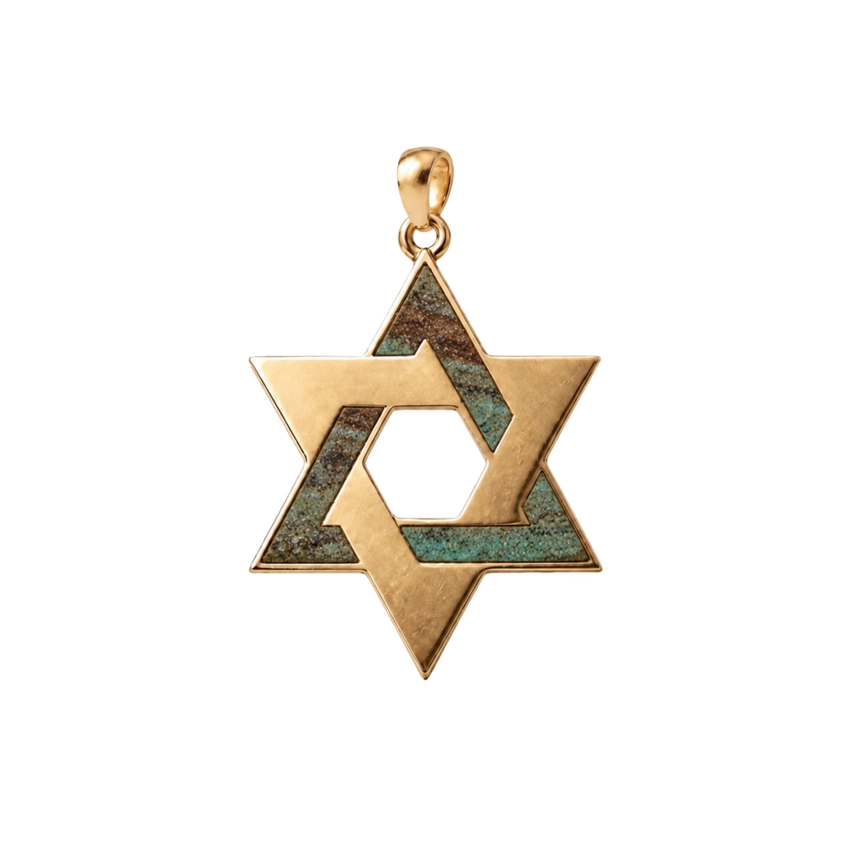 14K Gold Desert Green - Star of David Eilat Stone Necklace with natural Eilat Stone, handcrafted in Israel