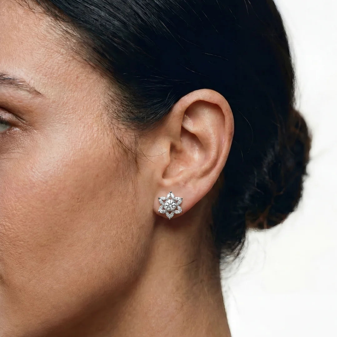 14k white gold star of david cluster earrings tyferet judaica