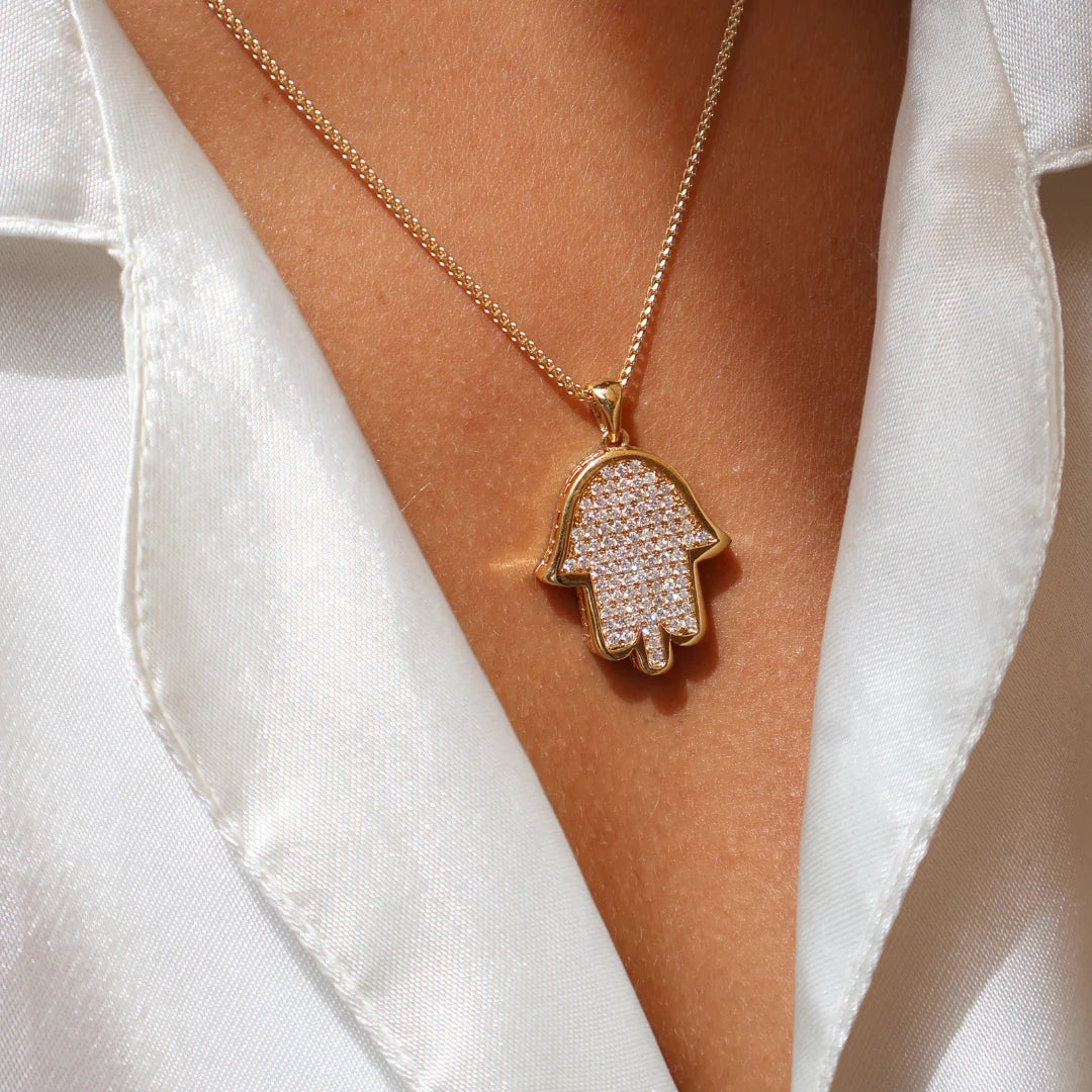 Pendentif Devotion Deluxe Hamsa 18 carats avec diamants