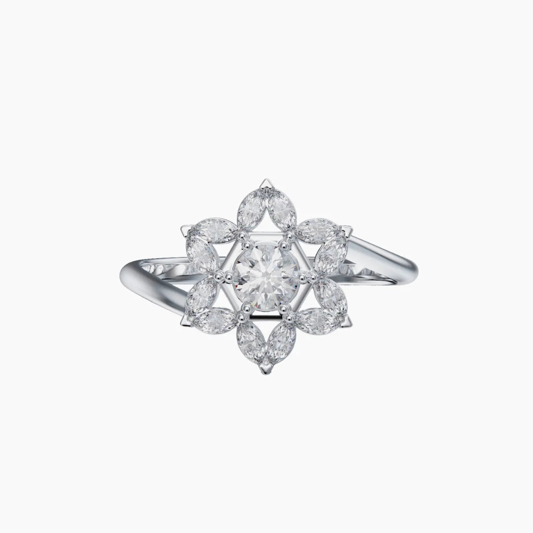 14k white gold star of david cluster ring