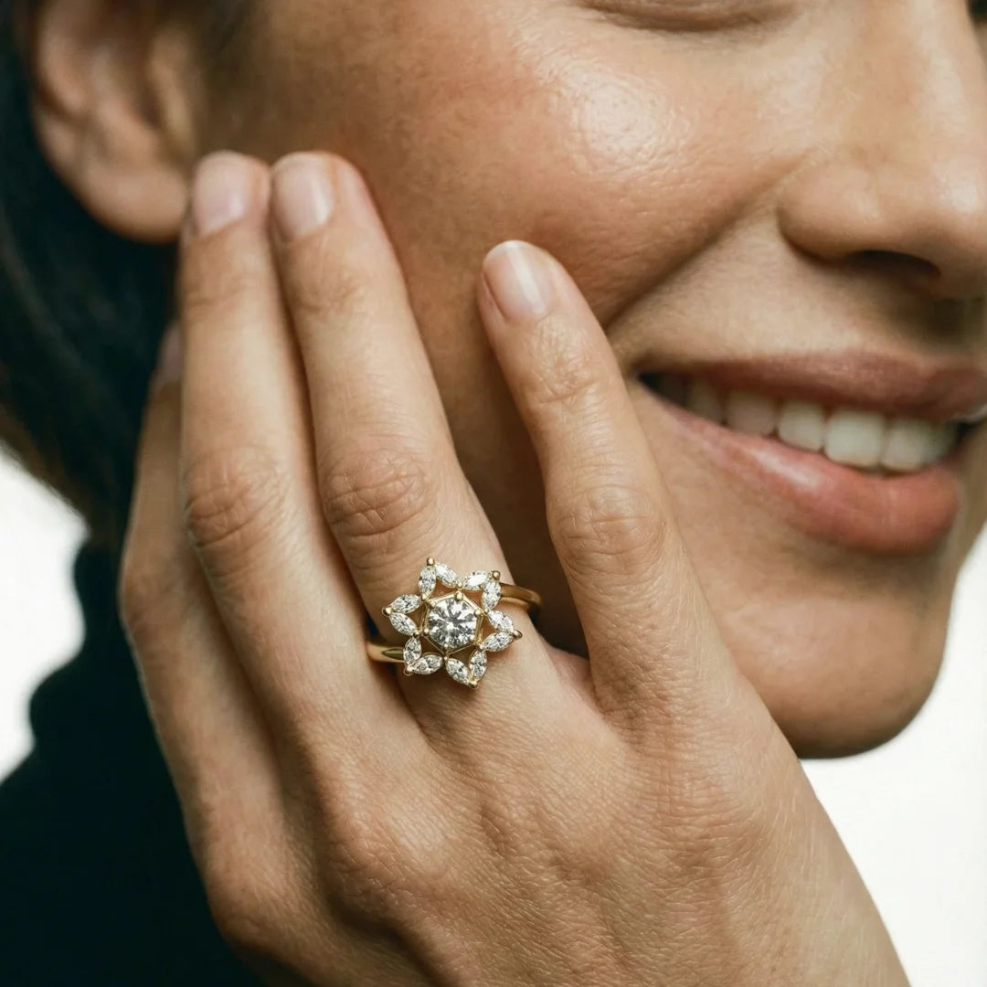14k gold star of david cluster ring