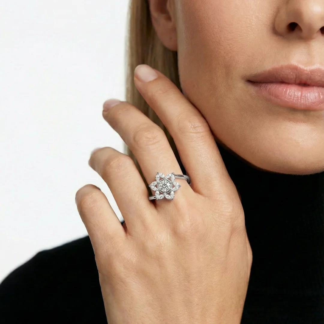 14k white gold star of david cluster ring