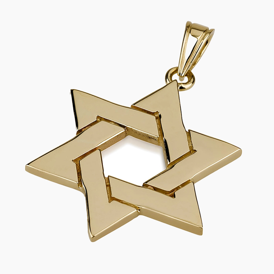 Solid 14K Yellow Gold Intertwined Star of David Pendant