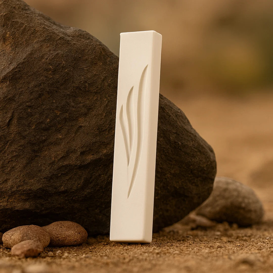 Shin Flame Mezuzah - Concrete Collection