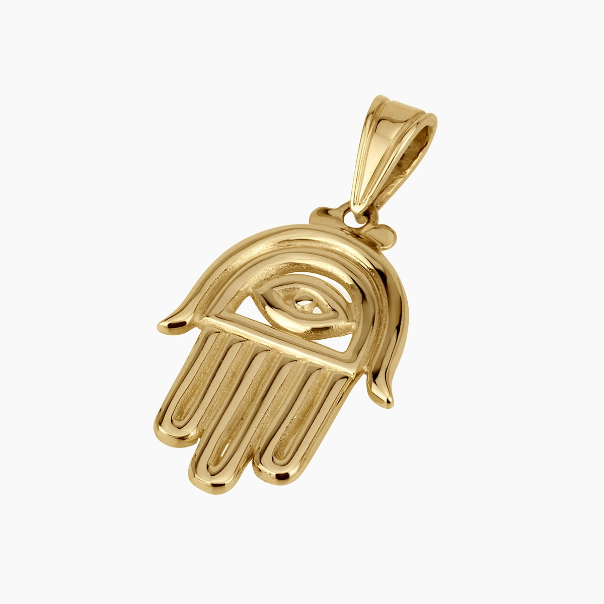 14K Gold Hamsa Pendant With Evil Eye