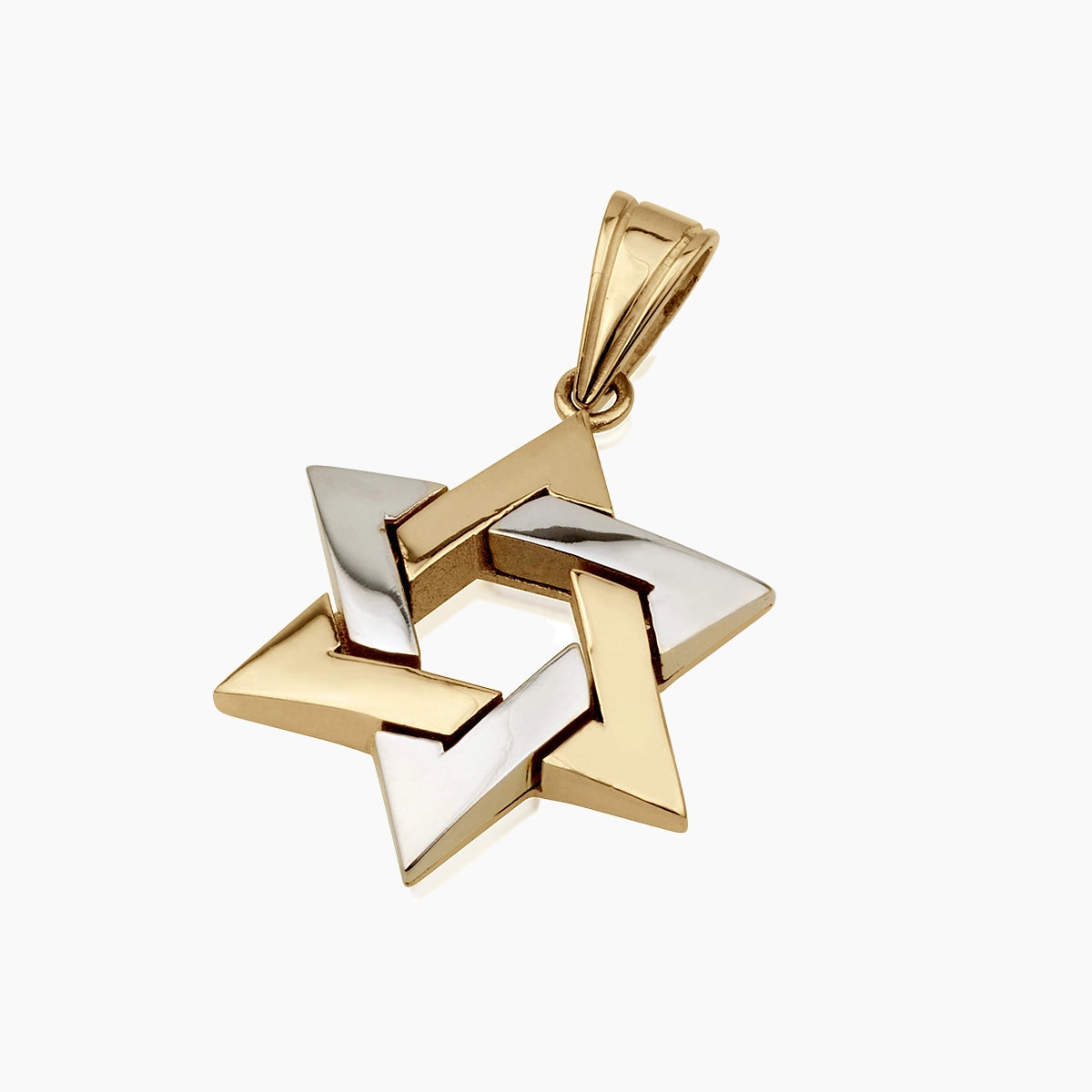14K White & Yellow Gold Star of David Bulbous Pendant