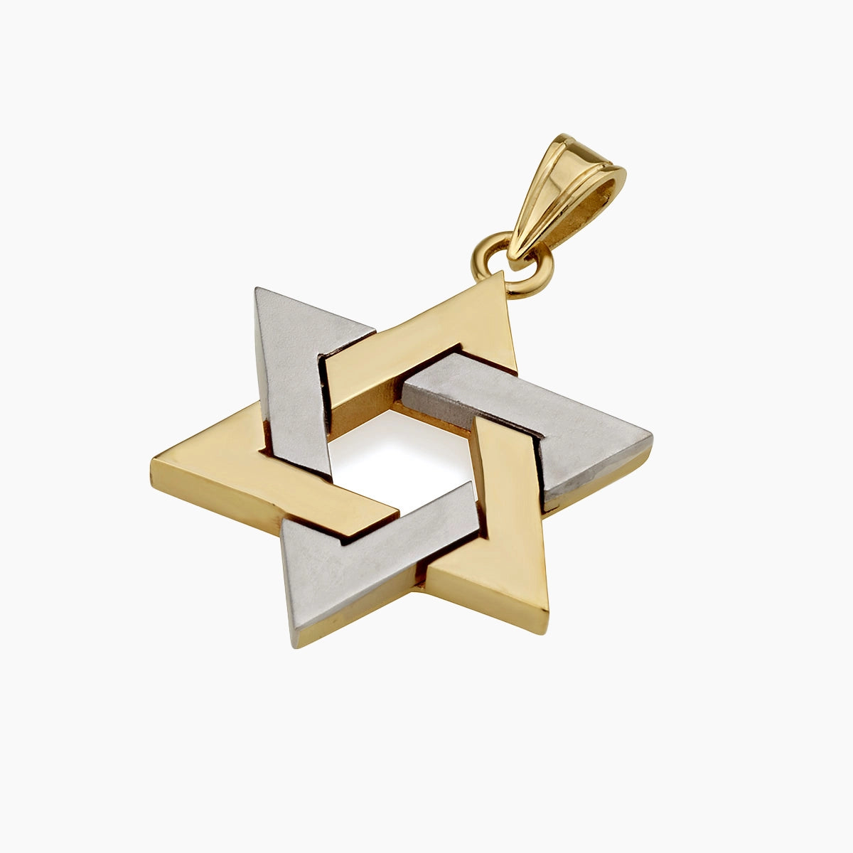 Classic 14K Solid Gold Star of David Two Tones Pendant