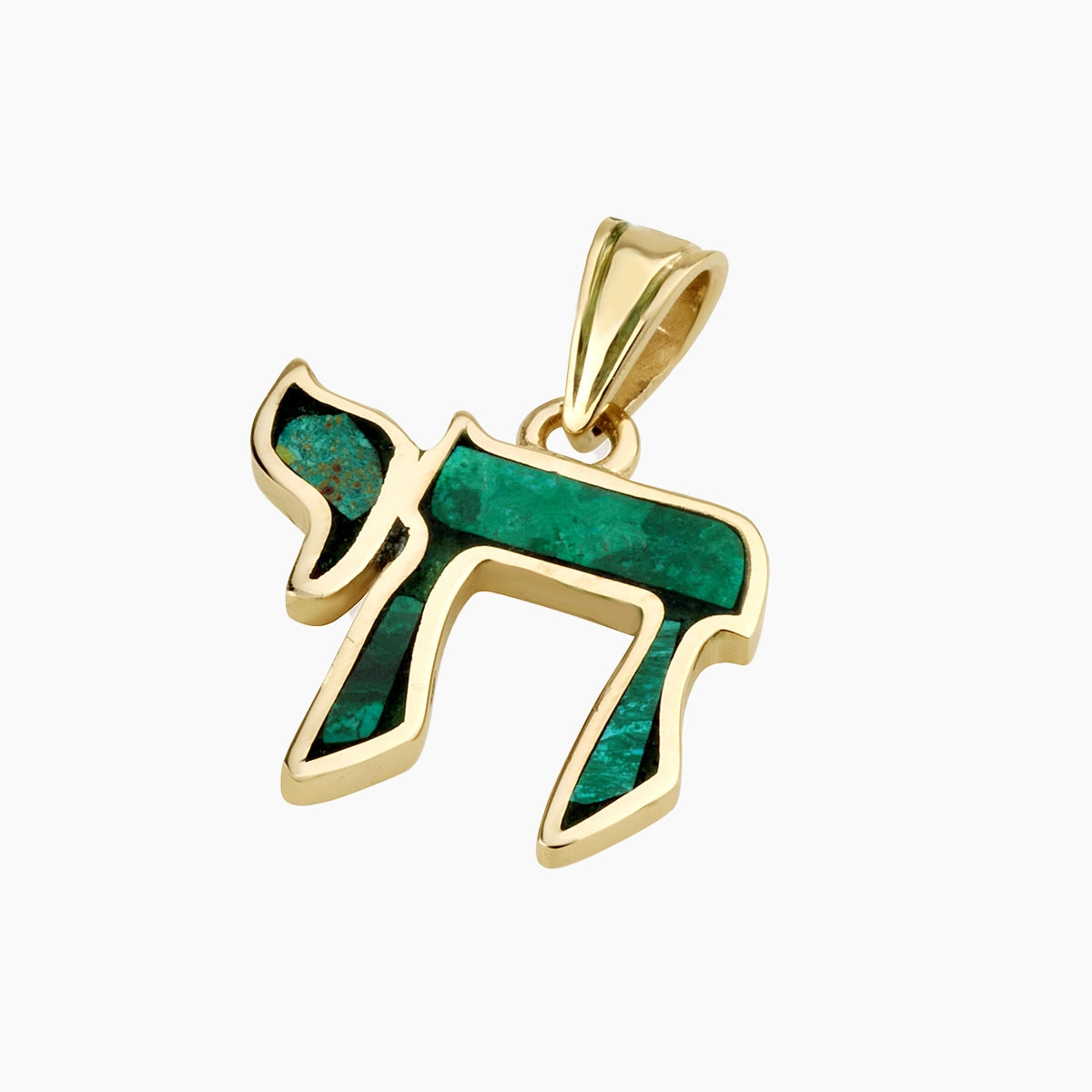 Classic Chai Pendant Handmade with Eilat Stone & 14K Solid Gold