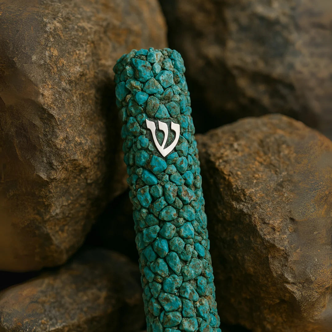 Turquoise Gemstone Mezuzah - Noach Collection