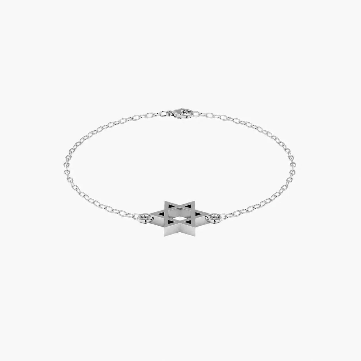 14k white gold - Star of David Chain Bracelet in solid 14K gold, handcrafted in Israel