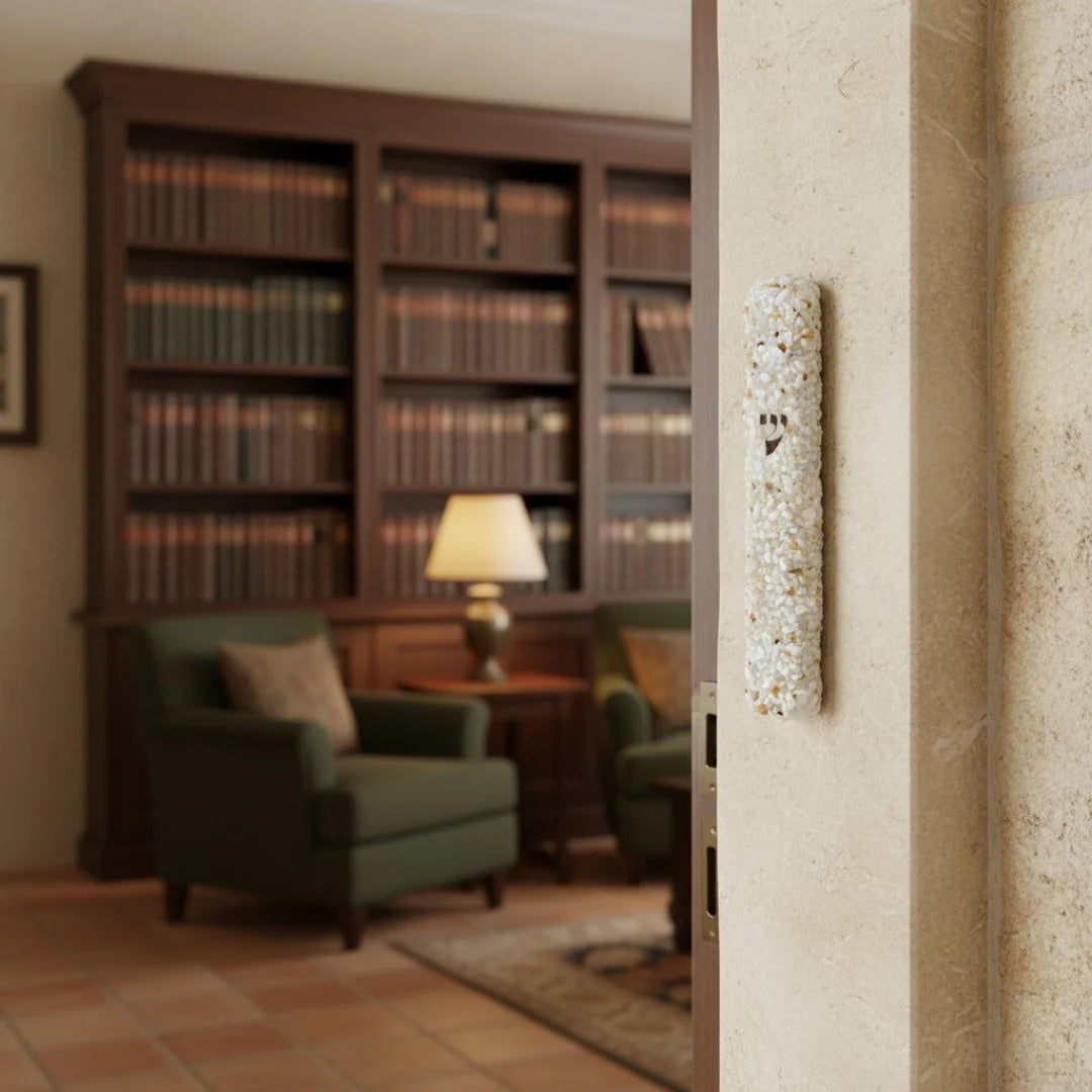 White Lace Agate Mezuzah - Or Collection