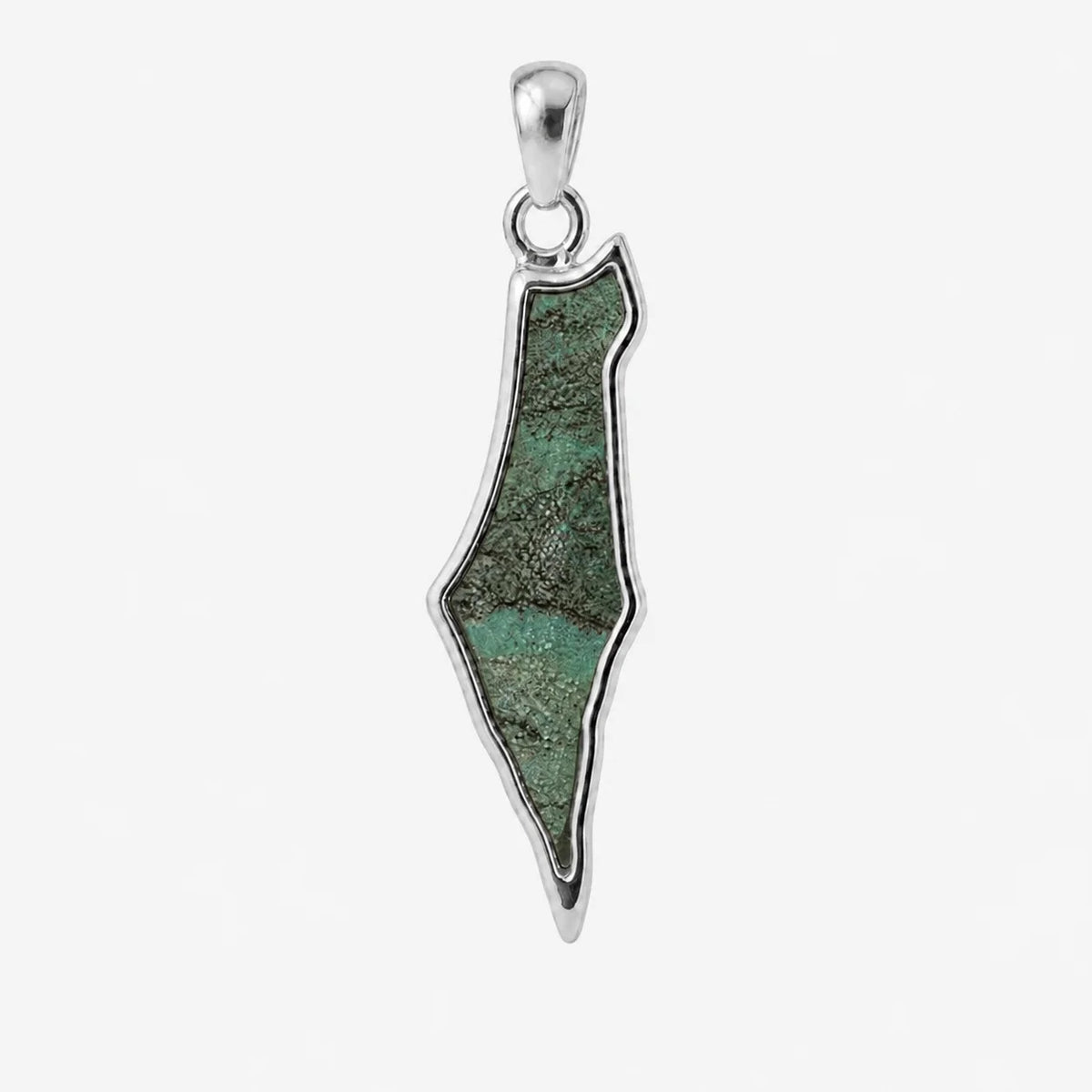 Ouro Branco 14K Pedra de Eilat Profunda