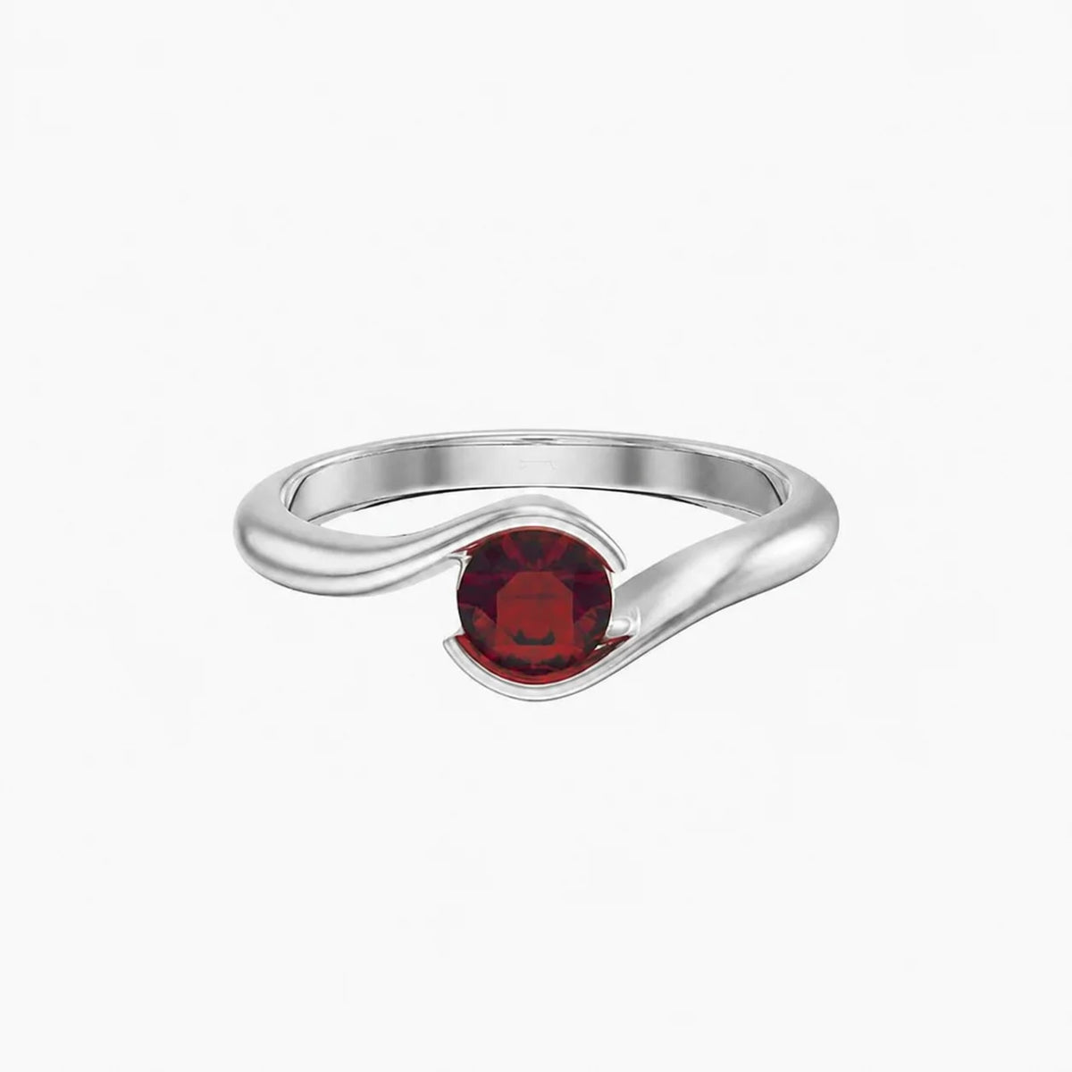 14k White Gold - Waves of Reuben Timeless Ring with ruby, handcrafted in Israel