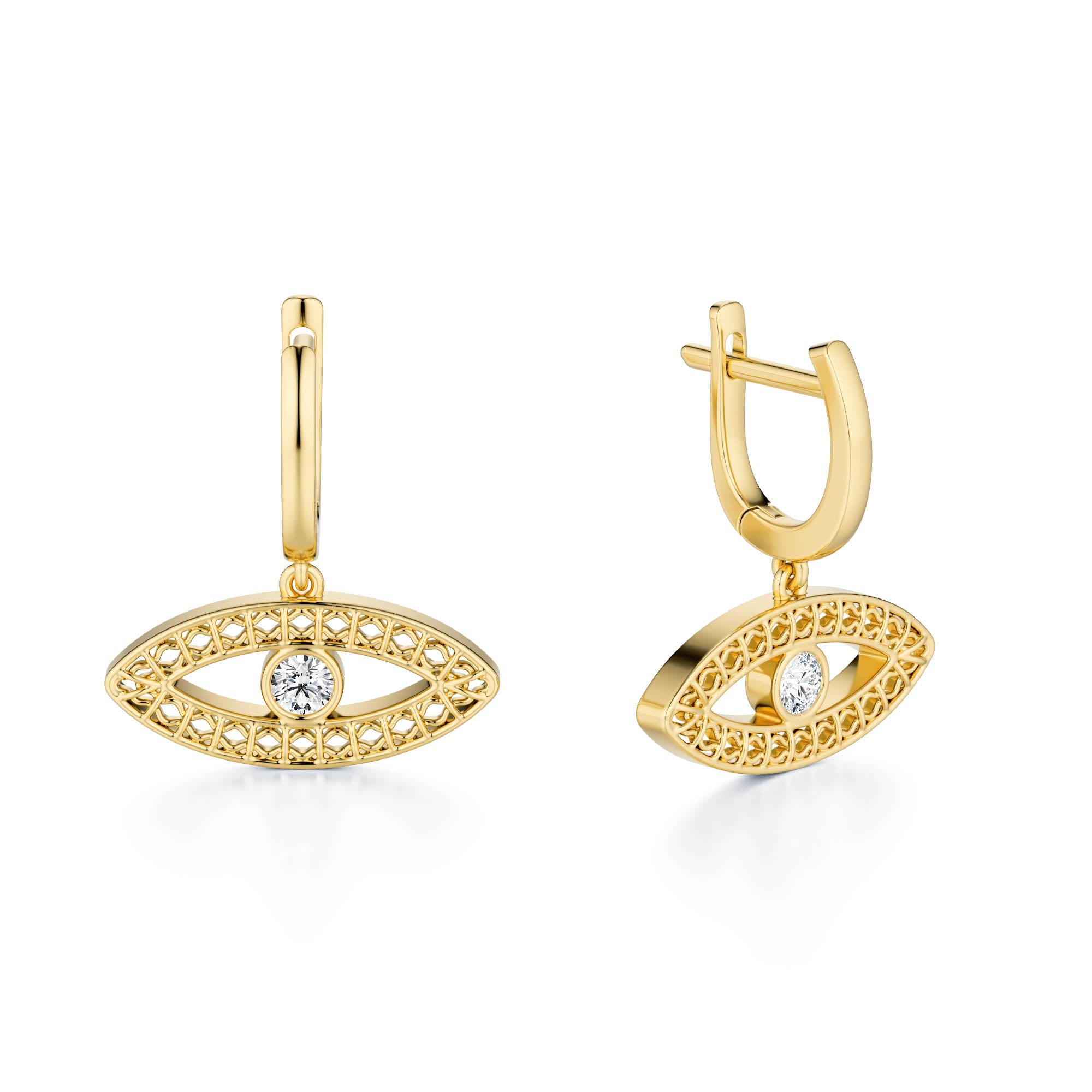 Evil Eye Filigree Drop Earrings