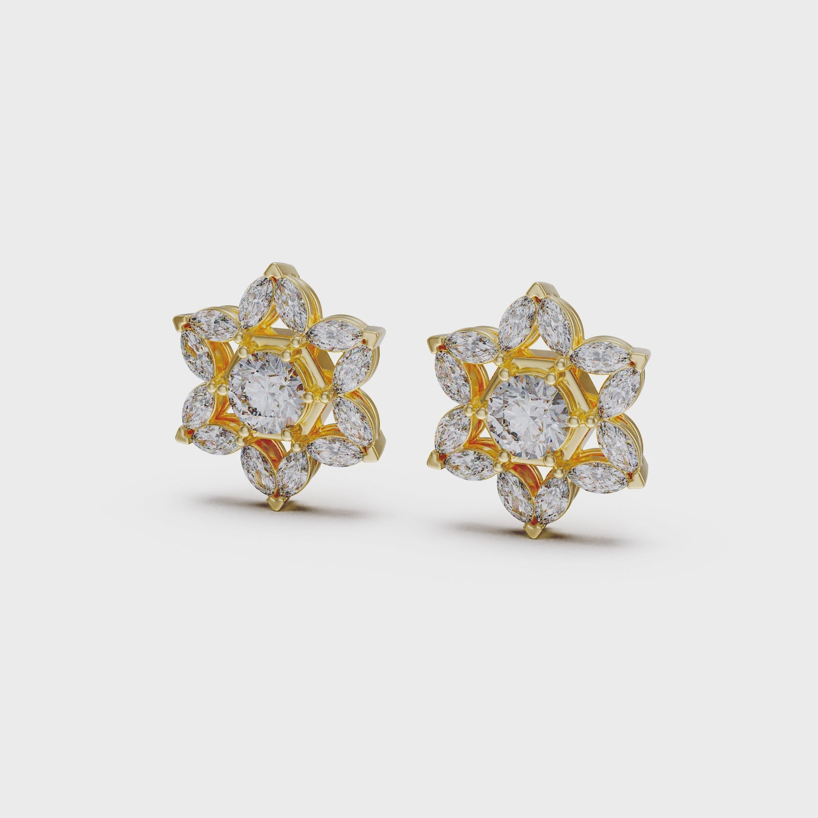 14k gold star of david cluster earrings