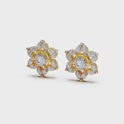 14k gold star of david cluster earrings