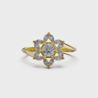 14k gold star of david cluster ring