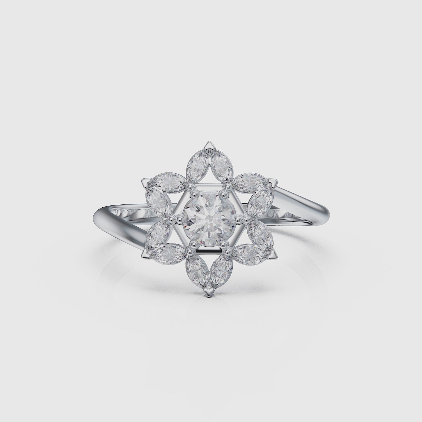 14k white gold star of david cluster ring