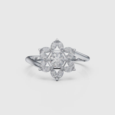 14k white gold star of david cluster ring