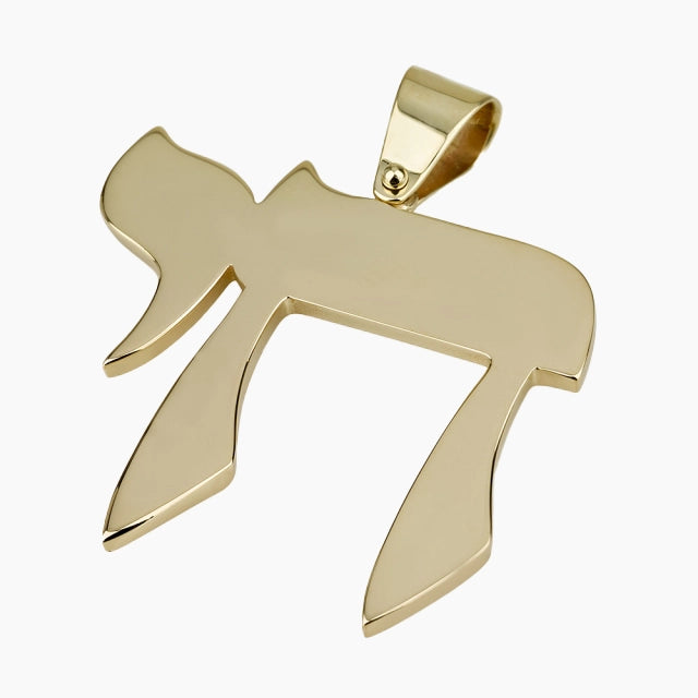 Élégant pendentif Chai en or 14 carats