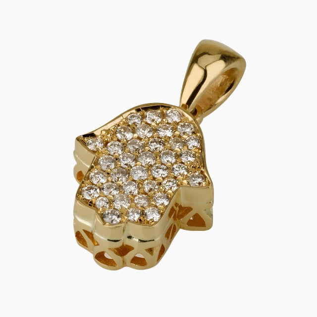 Pendentif Hamsa Radiant Deluxe en or 18 carats avec diamants
